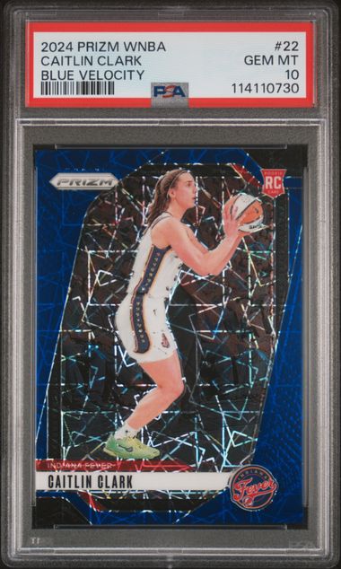 2024 Panini - Prizm WNBA - Blue Velocity - Caitlin Clark - RC - #22 - PSA 10 - basketball - Fever