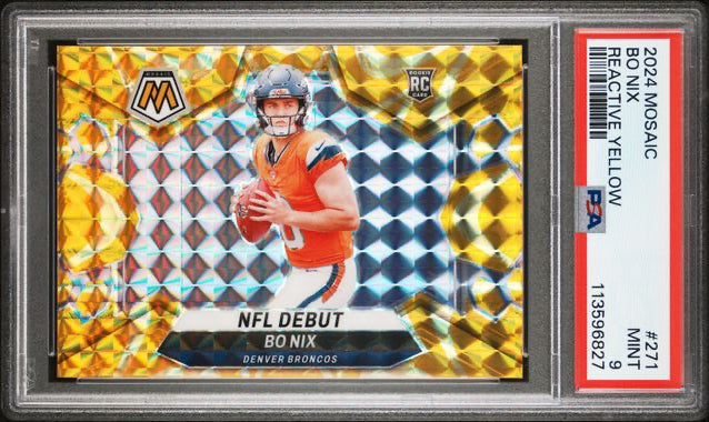 2024 Panini - Mosaic - Reactive Yellow - Bo Nix - RC - #271 - football - Broncos