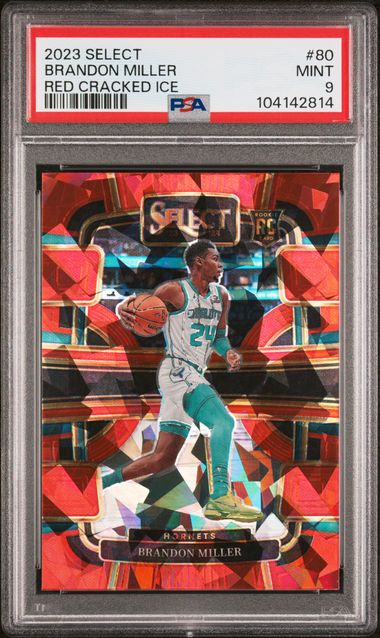 2023 Panini - Select - Red Cracked Ice - Brandon Miller - RC - #80 - PSA 9 - basketball - Hornets
