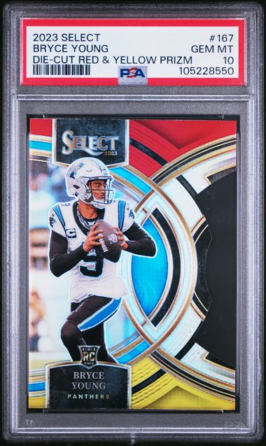 2023 Panini Select - Die-Cut - red & yellow prizm - Bryce Young - RC - #167 - PSA 10 - football - Panthers