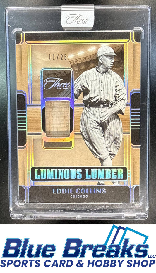 2025 Panini Three and Two Eddie Collins #LUM-EC Luminous Lumber relic 11/25 Chicago White Sox