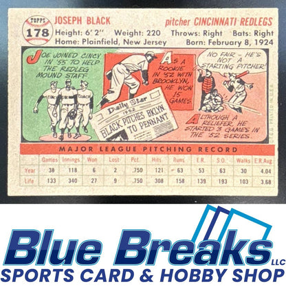 1956 Topps - Joe Black [RC] #178a VAR
