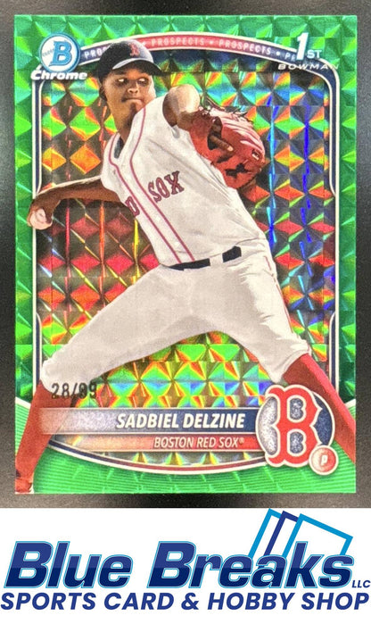 2025 Bowman Chrome Sadbiel Delzine #BCP-235 Green Geometric Refractor 28/99 1st Prospect Boston Red Sox