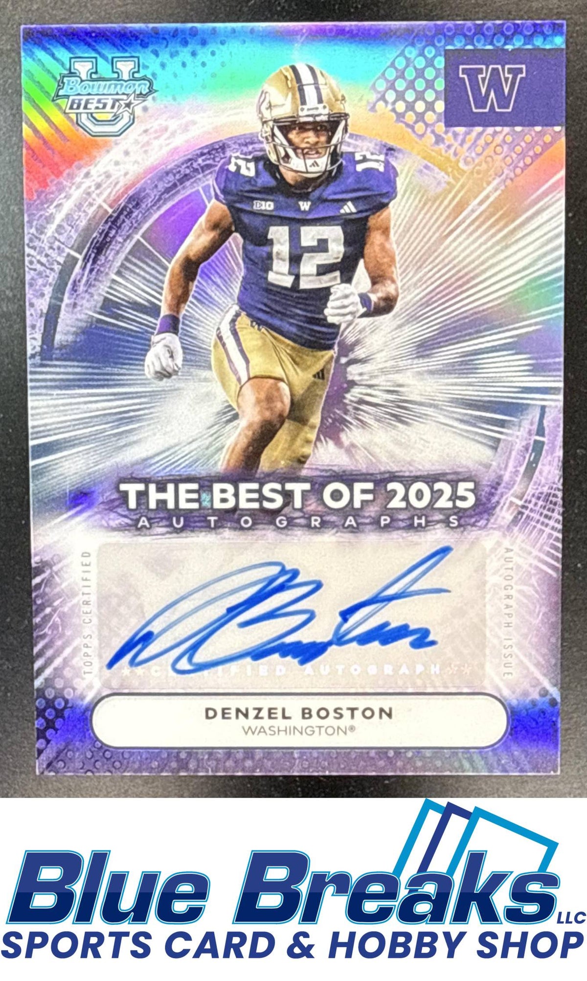 2025 Bowman Best University Denzel Boston #BOA-DBO The Best of 2025 Auto Washington Huskies Cleveland Browns
