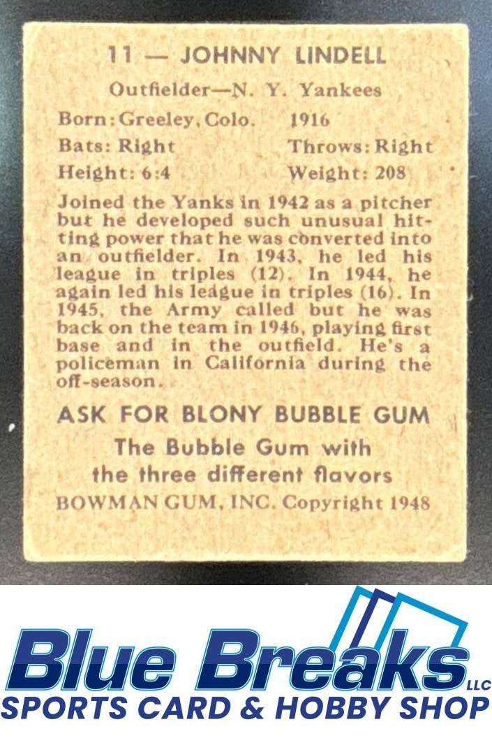 1948 Bowman Johnny Lindell Rookie #11 Yankees