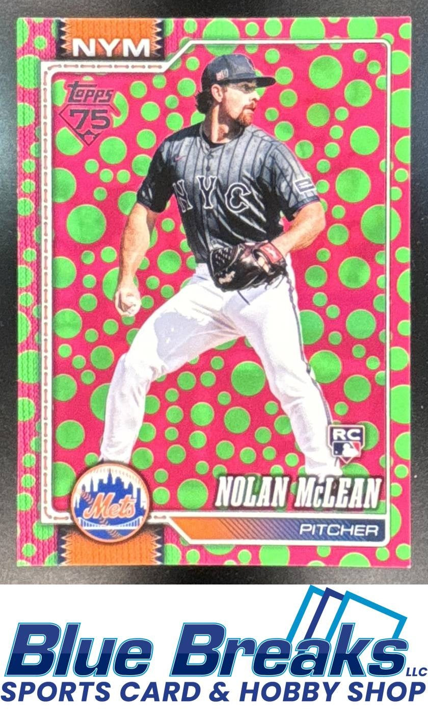 2026 Topps Series 1 Nolan McLean #214 Holiday Polka Dots Green/Pink RC New York Mets