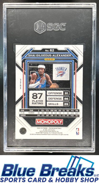 2022 Panini Prizm Monopoly Shai Gilgeous-Alexander #62 Black Classic Icons SGC 9.5 Oklahoma City Thunder