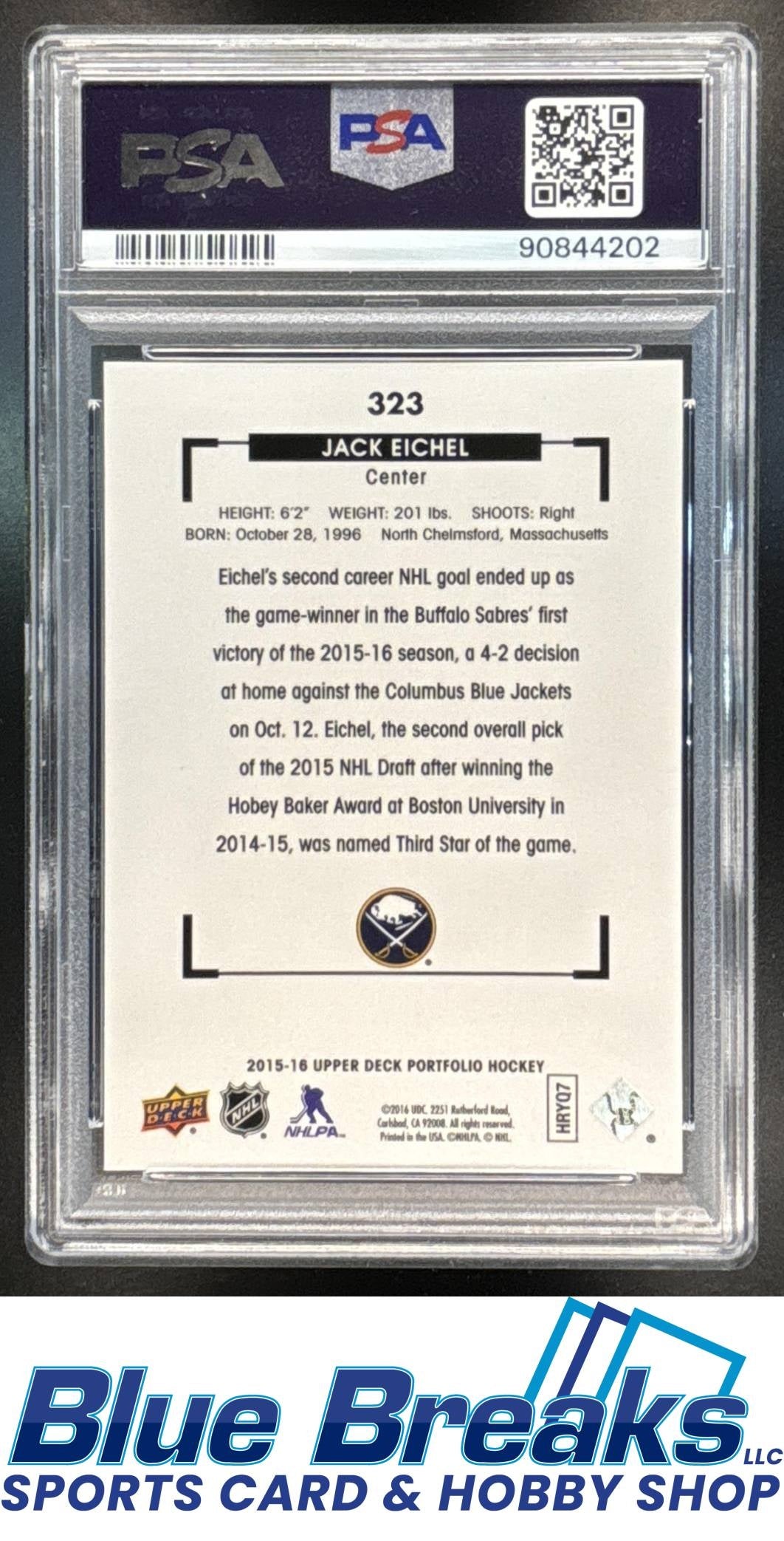 2015-16 Upper Deck Portfolio Jack Eichel #323 PSA 10 Buffalo Sabres