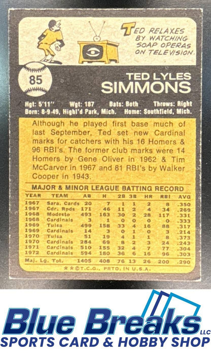 1973 Topps Ted Simmons [RC] #85 St. Louis Cardinals