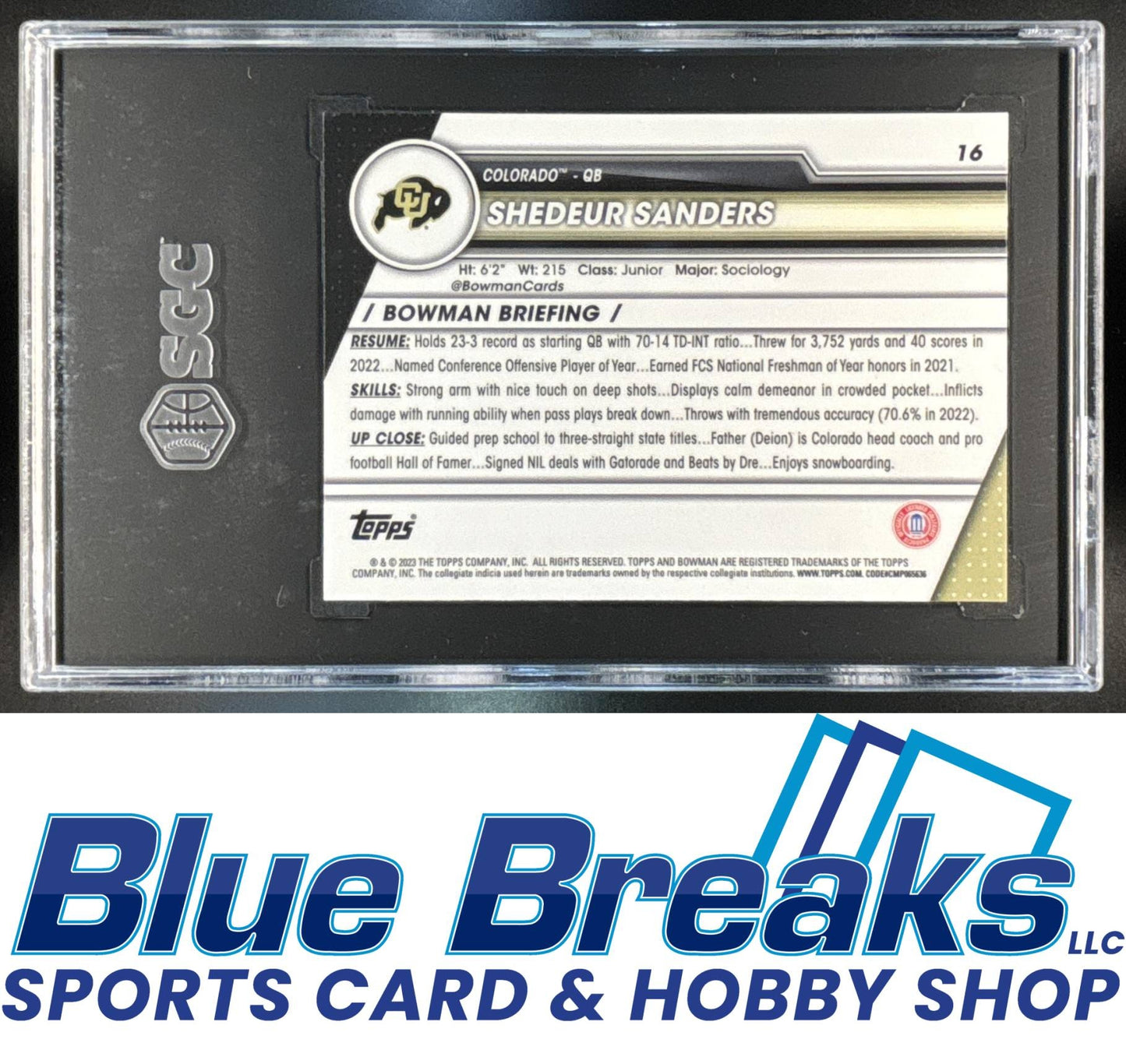 2023 Bowman University Chrome Shedeur Sanders [RC] #16 b SGC 10 Buffaloes