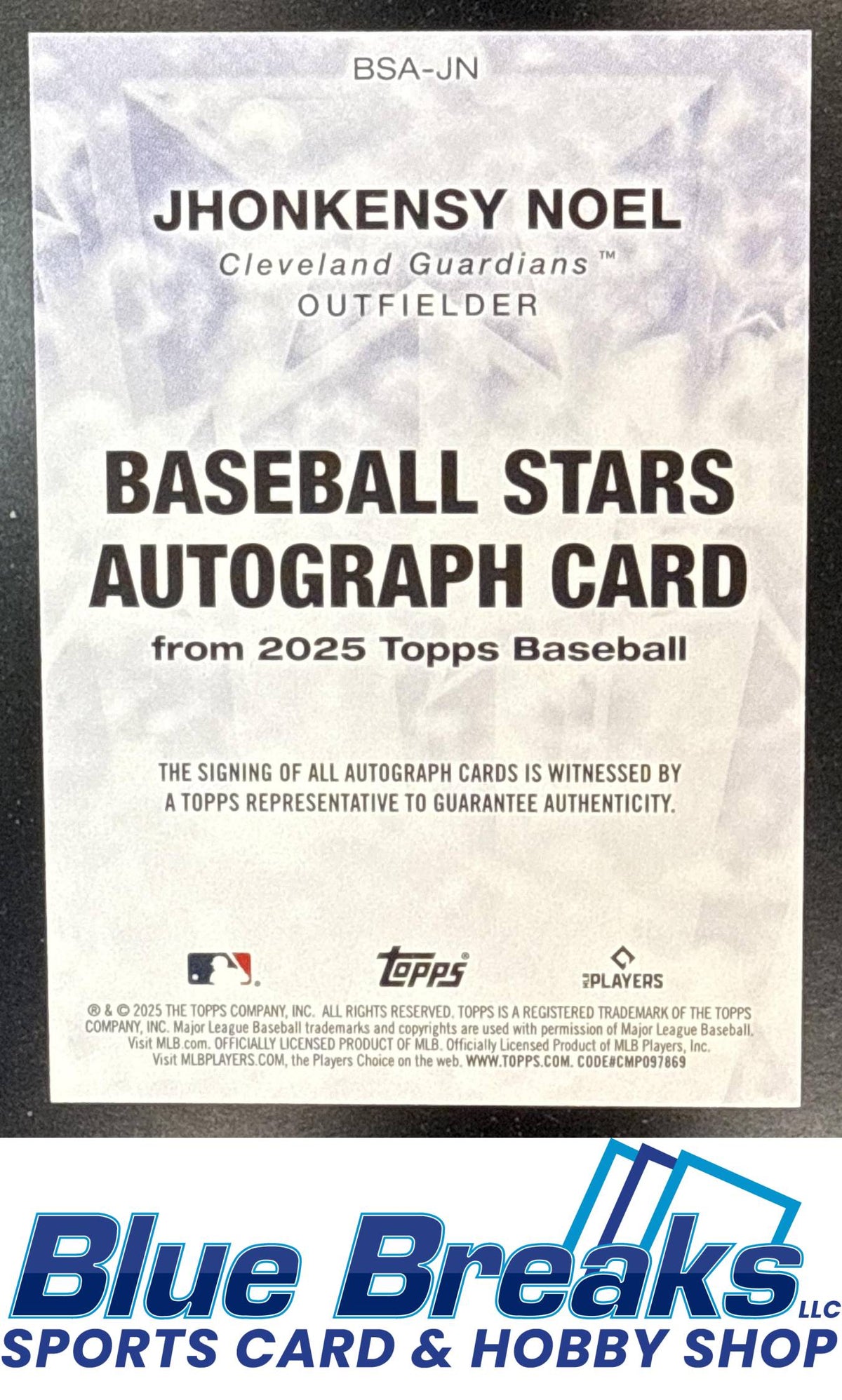 2025 Topps Jhonkensy Noel #BSA-JN Baseball Stars Auto RC Cleveland Guardians