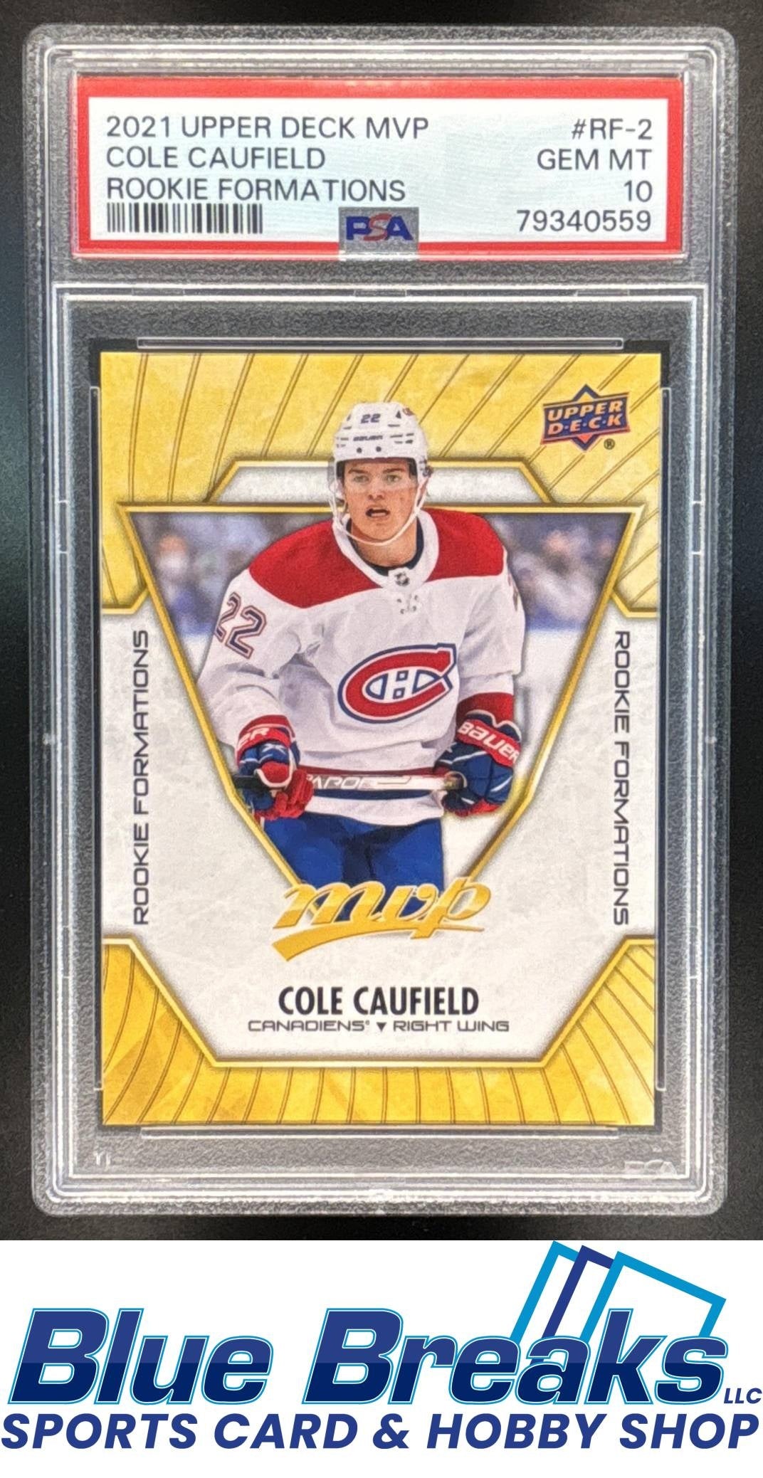 2021 Upper Deck MVP Rookie Formations Cole Caufield PSA 10 #RF-2 Ice Hockey Canadiens