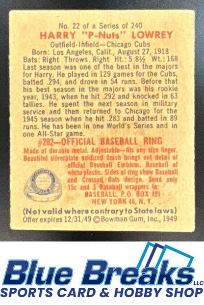 1949 Bowman Harry Lowrey [RC] #22 RC Cubs