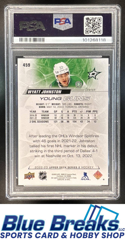 2022-23 Upper Deck Wyatt Johnston [RC] #459 Young Guns RC PSA 9 Dallas Stars