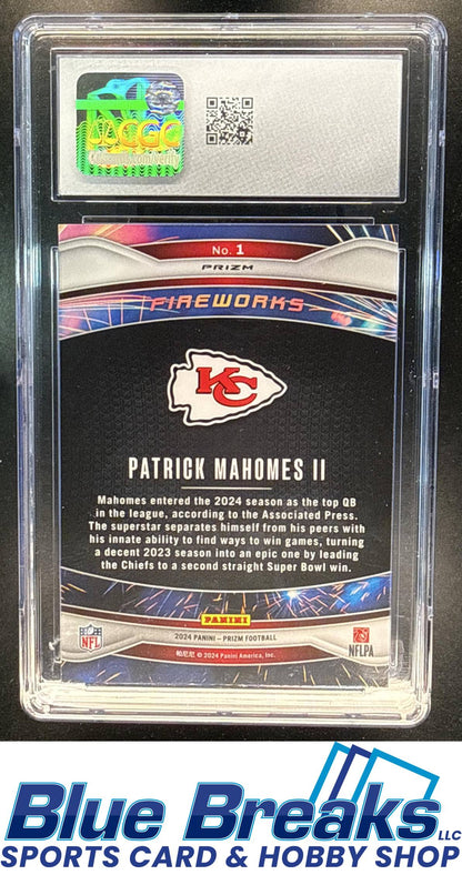 2024 Panini Prizm Patrick Mahomes II #1 Fireworks Green CGC 10 Kansas City Chiefs