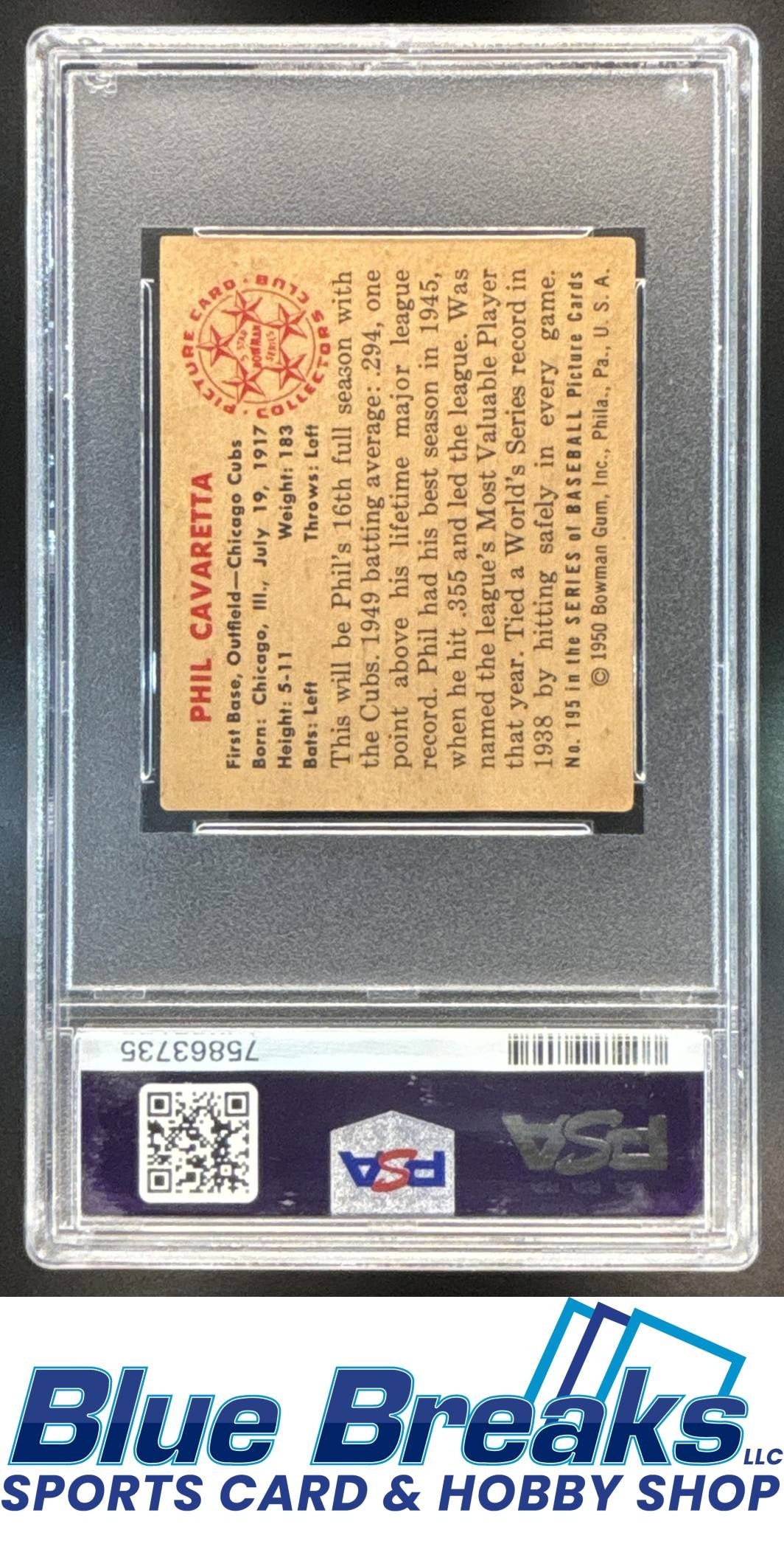 1949 Bowman Eddie Bockman #195 PSA 3 Cubs