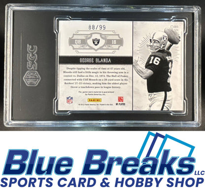 2011 Panini Playoff National Treasures George Blanda #4 Timeline Materials Custom Names 88/99 Relic SGC 4