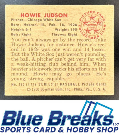 1950 Bowman Howie Judson #185 White Sox