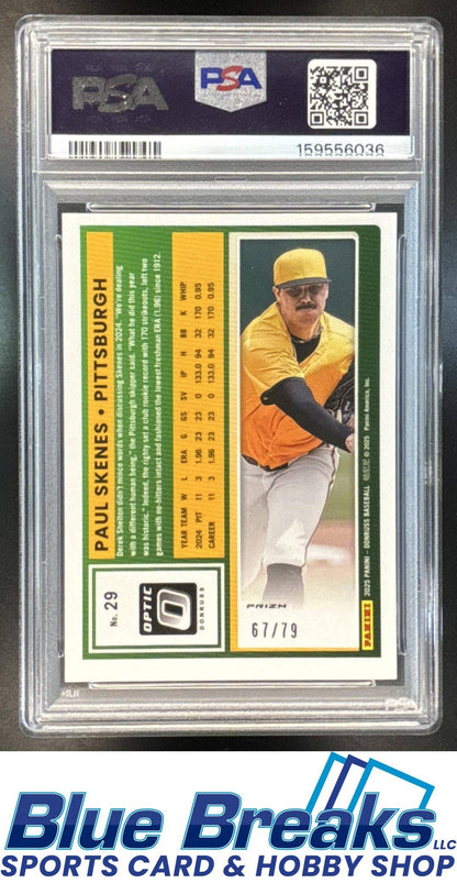 2025 Panini Donruss Optic Pink Velocity Paul Skenes 67/79 #29 PSA 10 Pirates