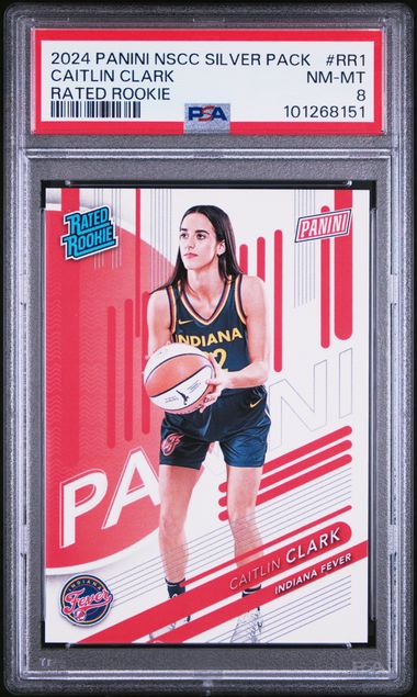2024 Panini - The National - Silver Pack - Rated Rookie - Caitlin Clark - #RR1 - PSA 8 - basketball - Fever