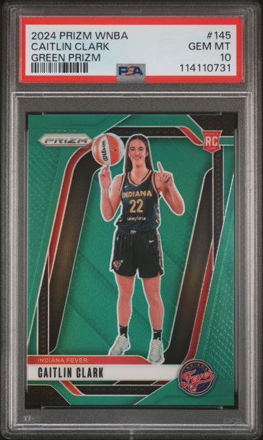 2024 Panini - Prizm WNBA - green prizm - Caitlin Clark - RC - #145 - PSA 10 - basketball - Fever