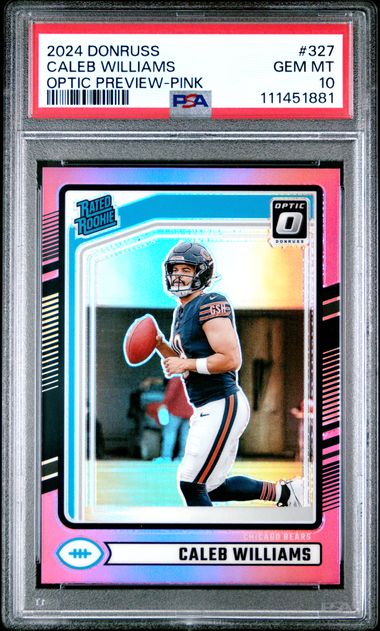 2024 Panini - Donruss Optic - Preview - Rated Rookie - pink - Caleb Williams - RC - #327 - PSA 9 - Bears - drop