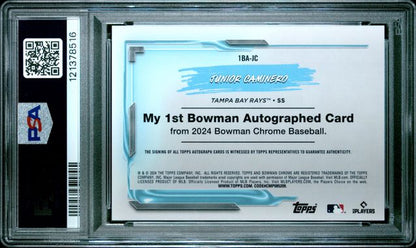 2024 Bowman Chrome - My 1st Bowman - Junior Caminero auto - 18/99 - RC - #1BA-JC - PSA 10 - baseball - Rays