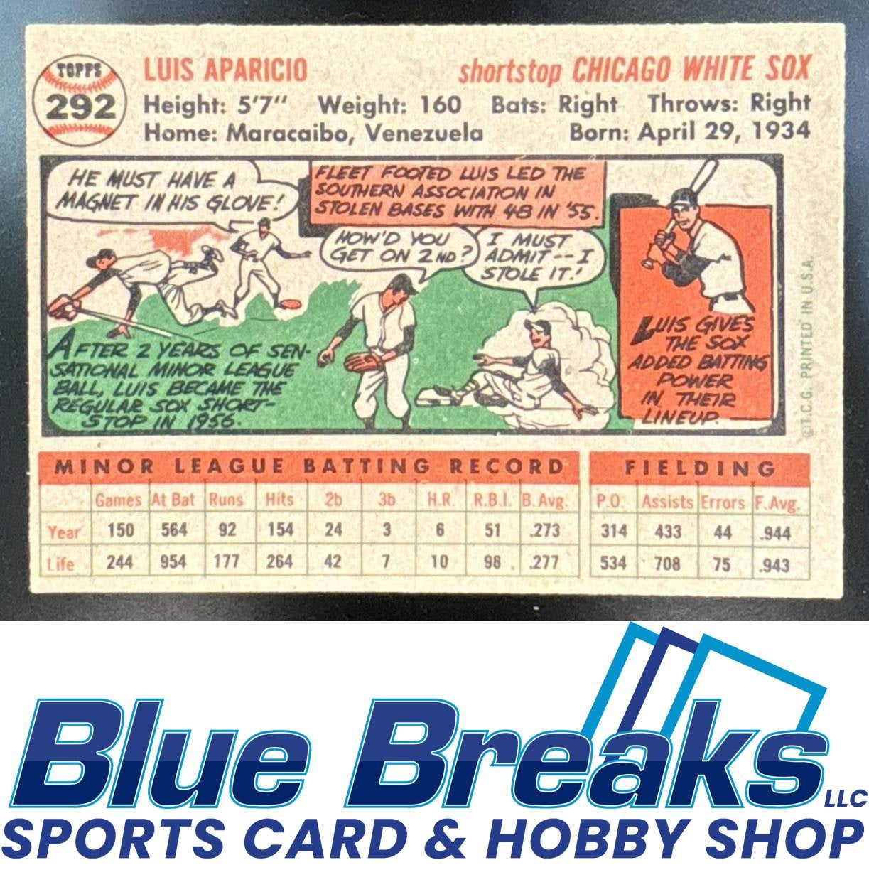 1956 Topps - Luis Aparicio [RC] #292 RC Chicago White Sox