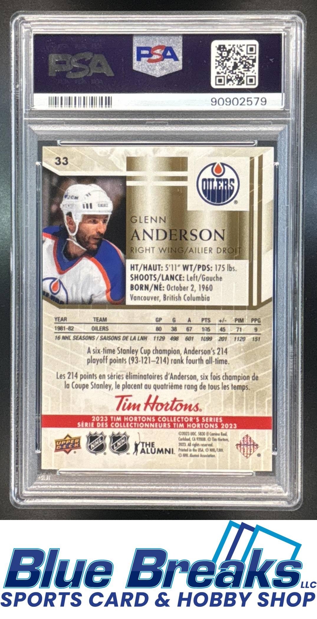 2023 Upper Deck Tim Hortons Legends Glenn Anderson #33 PSA 10 Edmonton Oilers