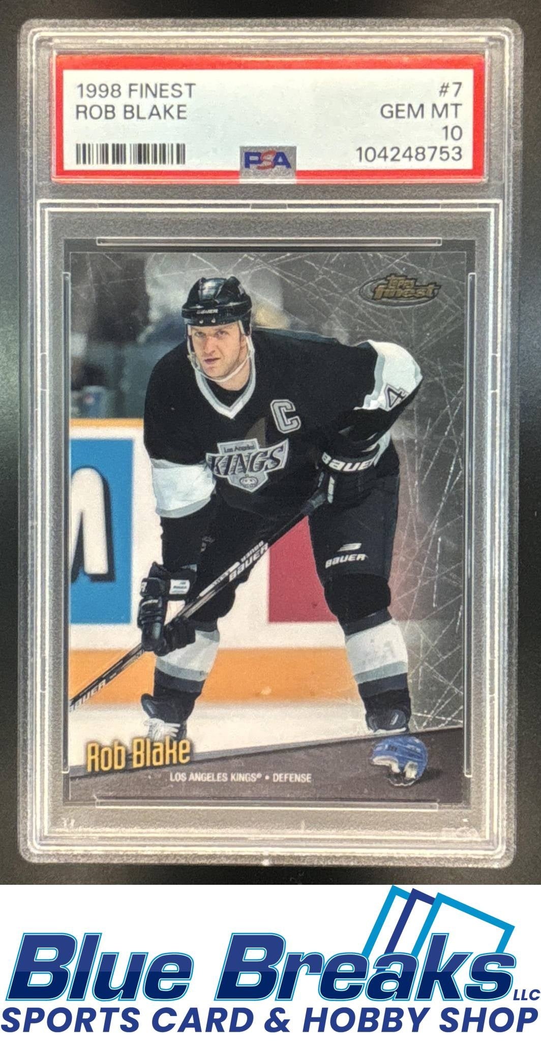 1998-99 Topps Finest Refractor Rob Blake #7 PSA 10 Los Angeles Kings