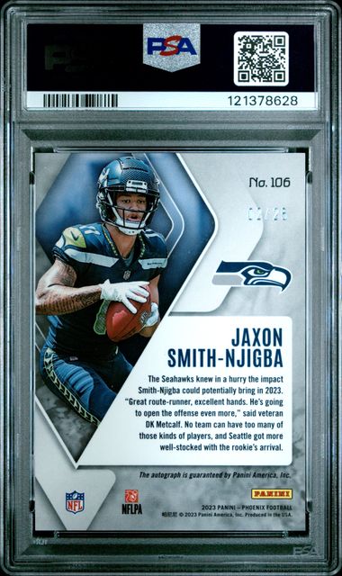 2023 Panini - Phoenix - Autograph - Seismic - Jaxon Smith-Njigba - PSA10 - 02/25 - #106 - Football - Seahawks - drop