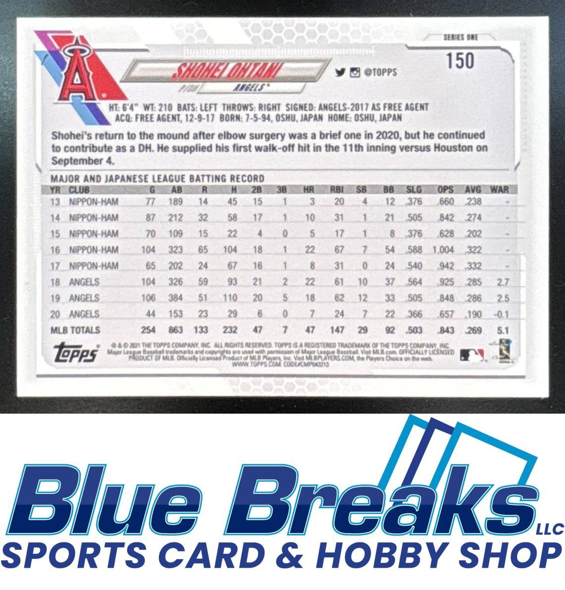 2021 Topps Shohei Ohtani [RC] #150 Los Angeles Angels