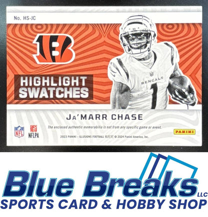 2023 Panini Illusions Ja'Marr Chase #HS-JC Highlight Swatches Red 136/199 MEM Cincinnati Bengals