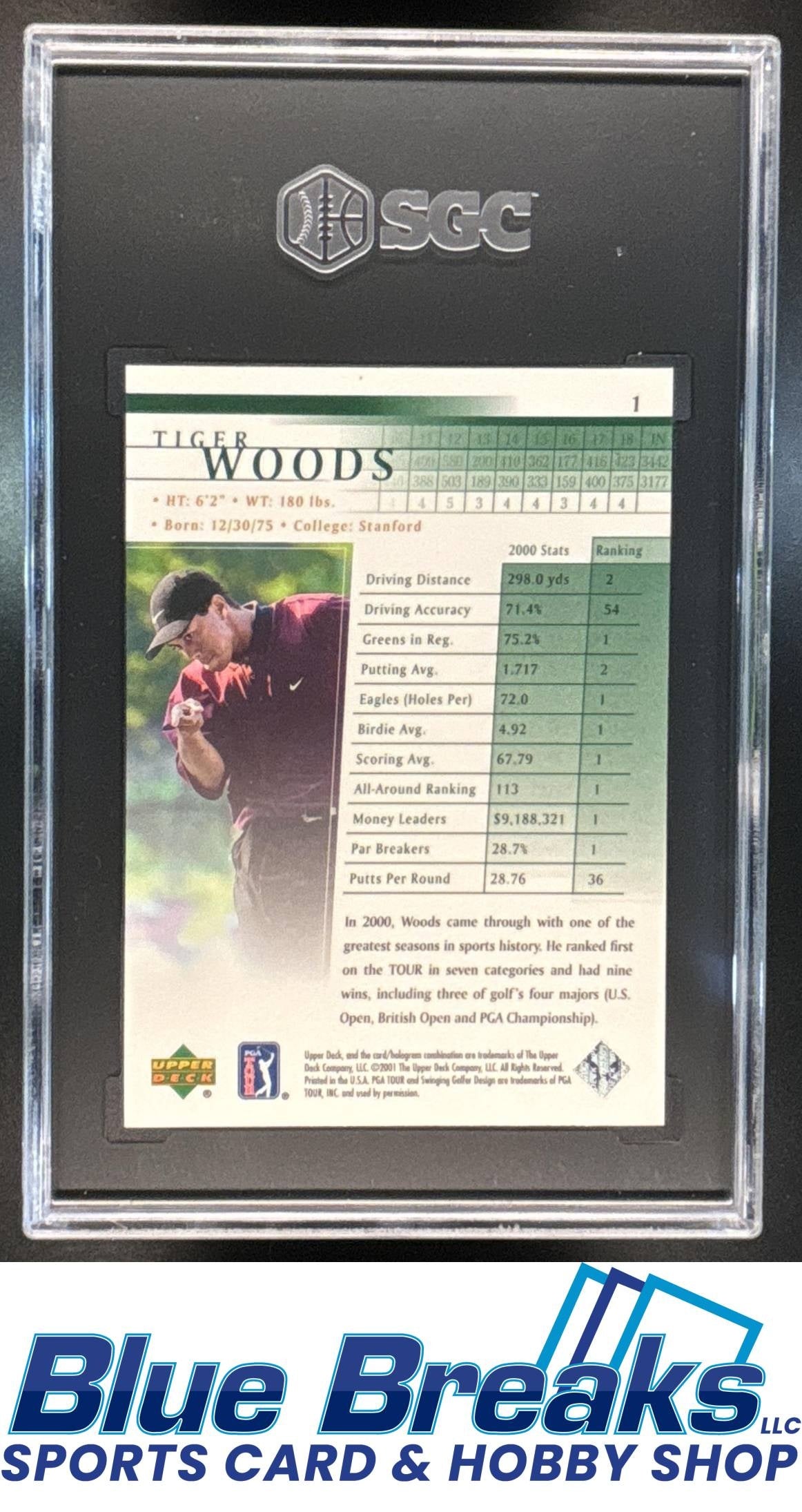 2001 Upper Deck Tiger Woods [RC] #1 RC SGC 9.5