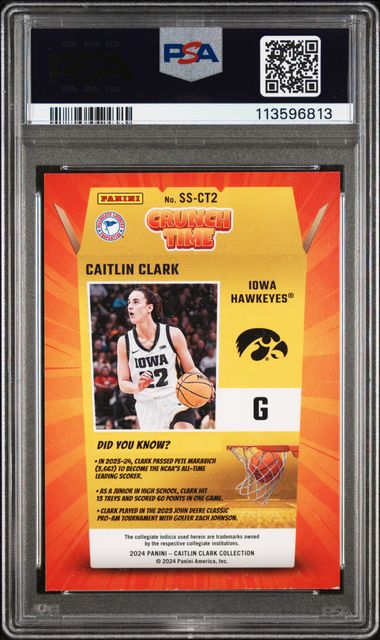 2024 Panini - Donruss - Caitlin Clark Collection - Crunch Time - Caitlin Clark - #SS-CT2 - PSA 8 - basketball - Hawkeyes - Fever