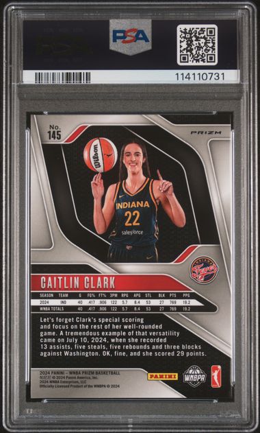 2024 Panini - Prizm WNBA - green prizm - Caitlin Clark - RC - #145 - PSA 10 - basketball - Fever
