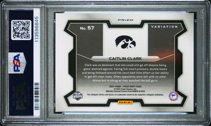 2024 Panini - Prizm - Draft Picks - variation - green prizm - Caitlin Clark - RC - #57 - PSA 9 - basketball - Hawkeyes - Fever