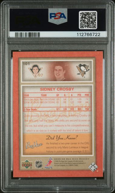 2005 Upper Deck - red - Bee Hive - Sidney Crosby - #101 - PSA 8 - hockey - Penguins