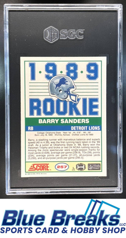 1989 Score Barry Sanders [RC] #257 RC SGC 8 Lions