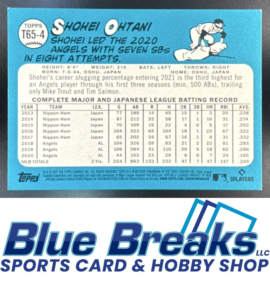 2021 Topps 1965 Redux Shohei Ohtani [RC] #T65-4 Los Angeles Angels