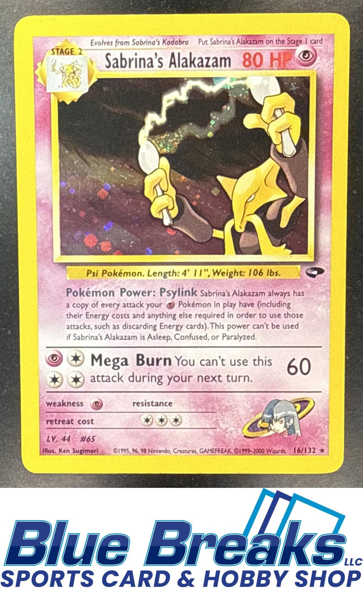 2000 Pokemon Gym Challenge Sabrina's Alakazam #16/132 Holo