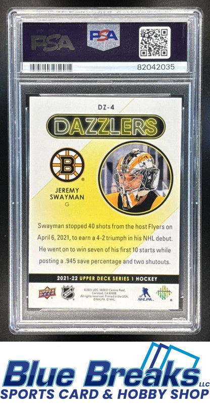 2021 Upper Deck Dazzlers Purple Jeremy Swayman PSA10 #DZ-4 Ice Hockey Bruins