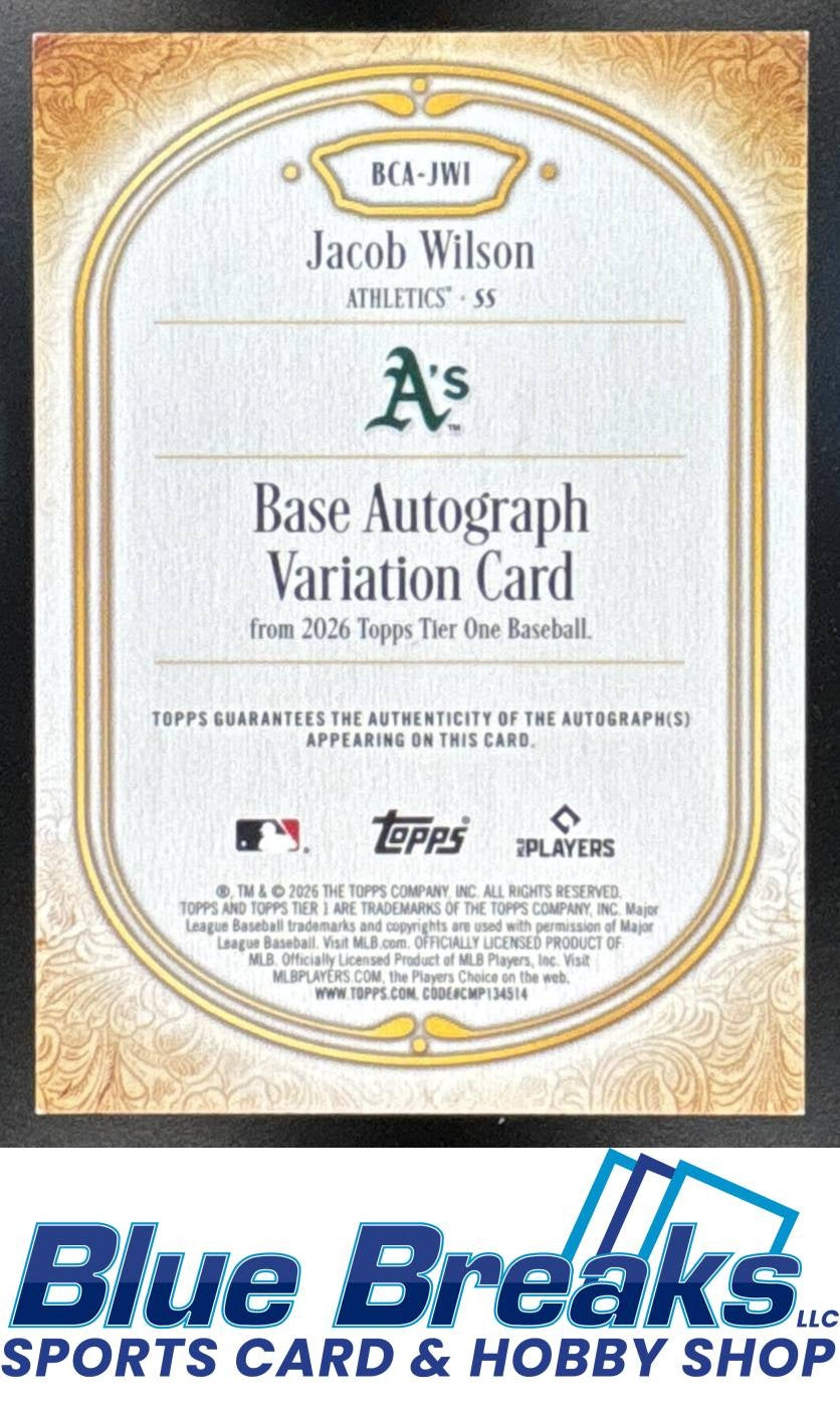 2026 Topps Tier One 2 Auto Jacob Wilson 10/49 #BCA-JWI Las Vegas Athletics