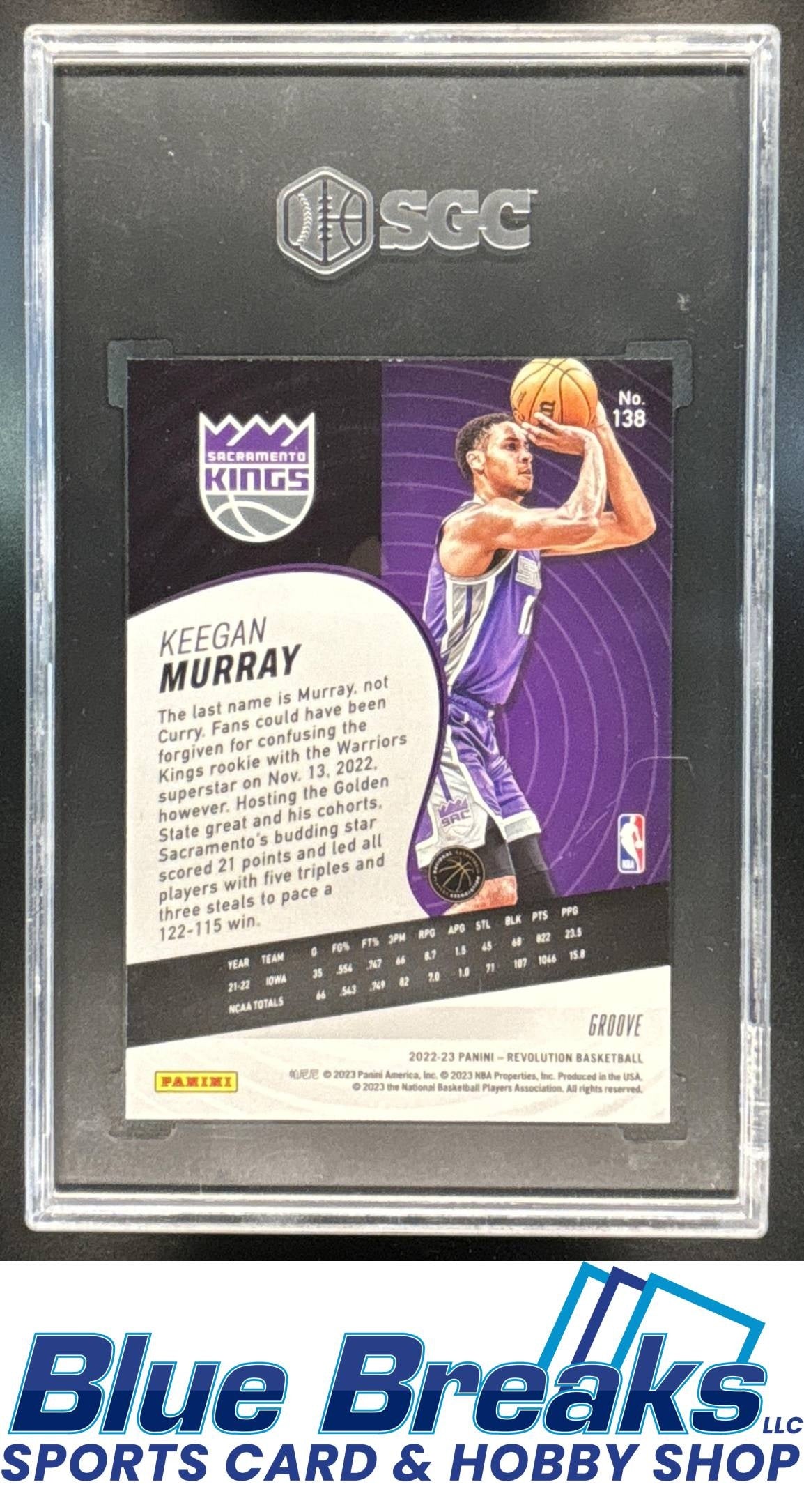 2022-23 Panini Revolution Groove Keegan Murray RC #138 SGC 10 Sacramento Kings