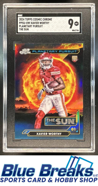 2024 Topps Cosmic Chrome Xavier Worthy #PPSU-XW Planetary Pursuit Sun RC SGC 9