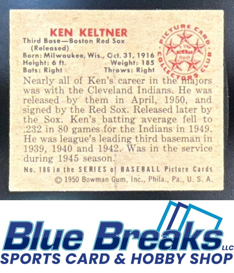1950 Bowman Ken Keltner #186 Red Sox