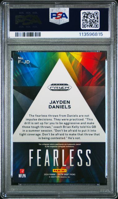 2024 Panini - Prizm - Draft Picks - Fearless - Jayden Daniels - RC - #F-JD - PSA 9 - football - Tigers - Commanders