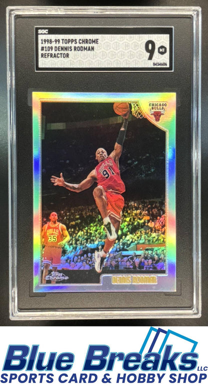 1998-99 Topps Chrome Refractor Dennis Rodman [RC] #109 SGC 9 Bulls