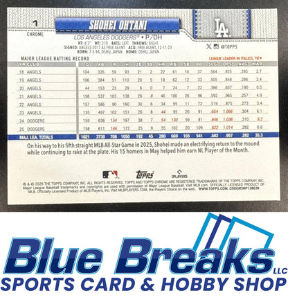 2026 Topps Chrome Shohei Ohtani #1 Los Angeles Dodgers