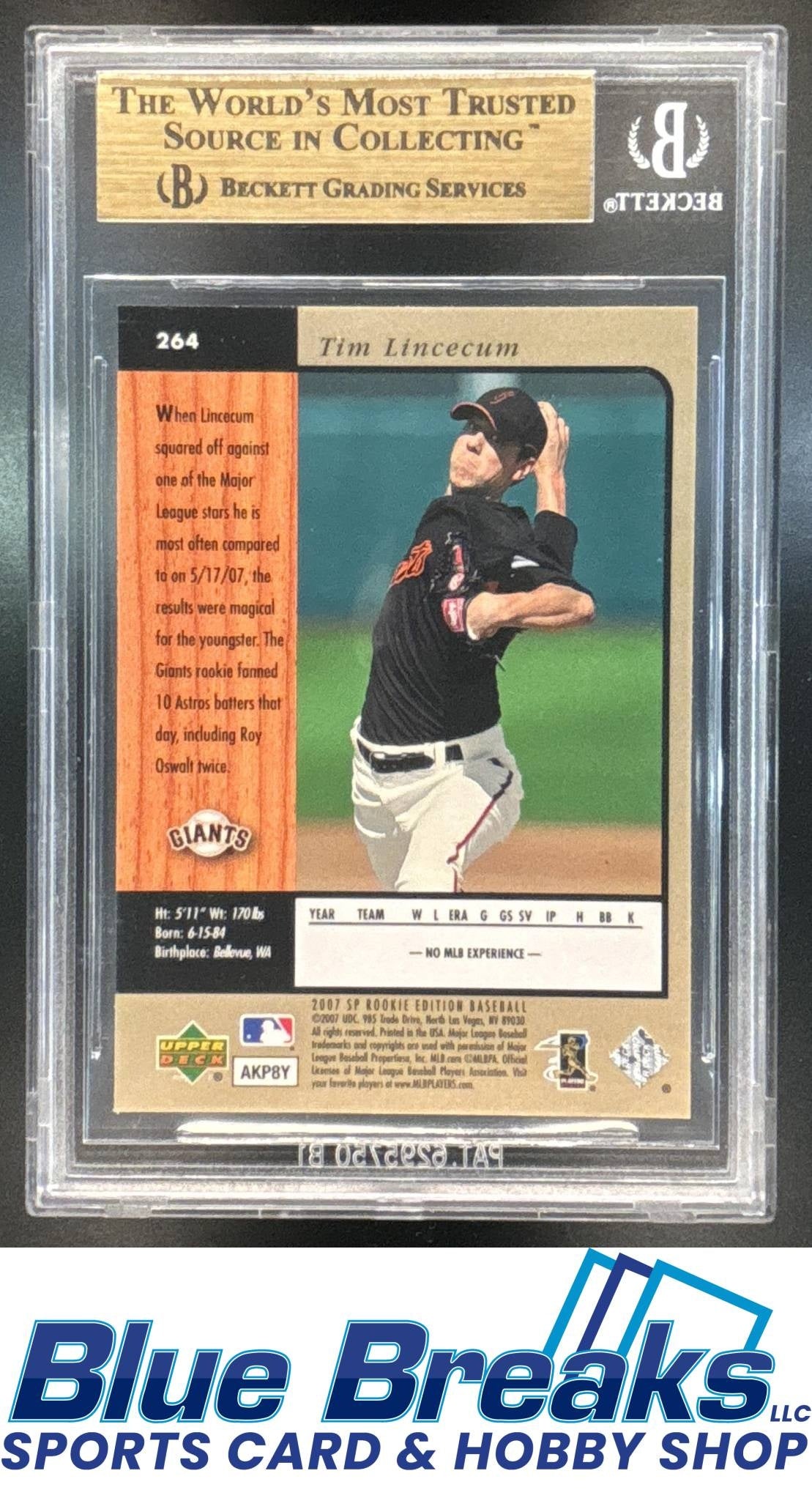 2007 SP RC Edition Tim Lincecum [RC] #264 BGS 9.5 San Francisco Giants